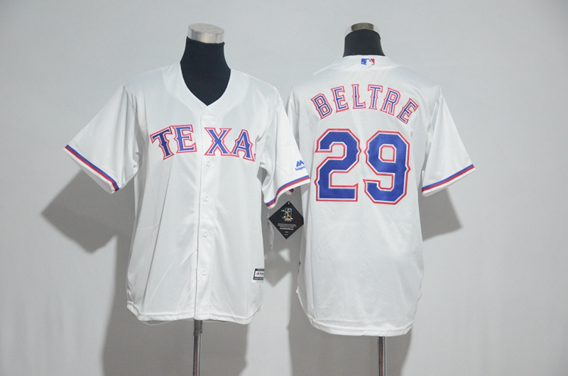 Youth 2017 MLB Texas Rangers #29 Beltre White Jerseys->customized ncaa jersey->Custom Jersey